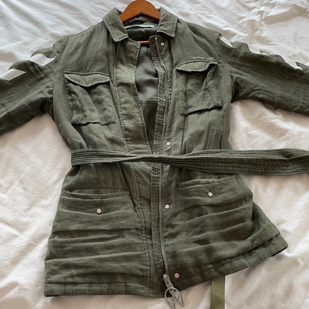 Women’s off white jacket.